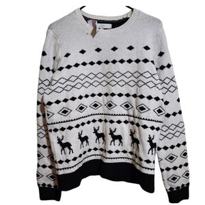 NWT LOFT heavy cotton blend crewneck sweater reindeer womens‎ XL